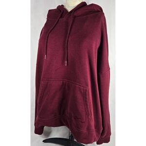 LazyPants Womens Burgundy Red Pullover Hoodie Velour Lined Sweatshirt Size Large